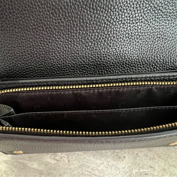Authentic Tory Burch Black Leather Wallet with Gold Emblem - Picture 5 of 6
